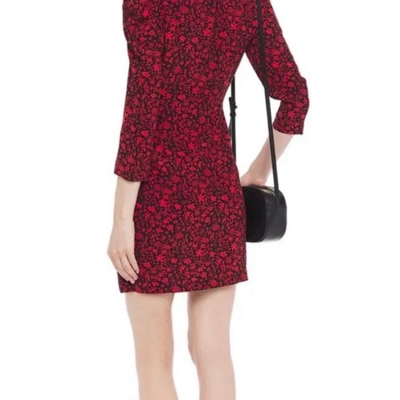 Maje - Rapita Wrap-Effect Floral-Print Crepe Mini dress - Red Size 34 - Picture 4 of 5